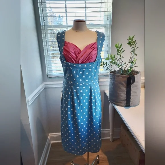 Lindy Bop Dresses Lindy Bop Blue And White Polka Dot Dress